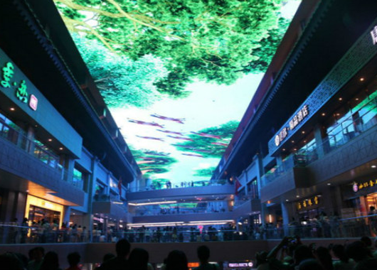 天幕投影在商業步行街的應用場景