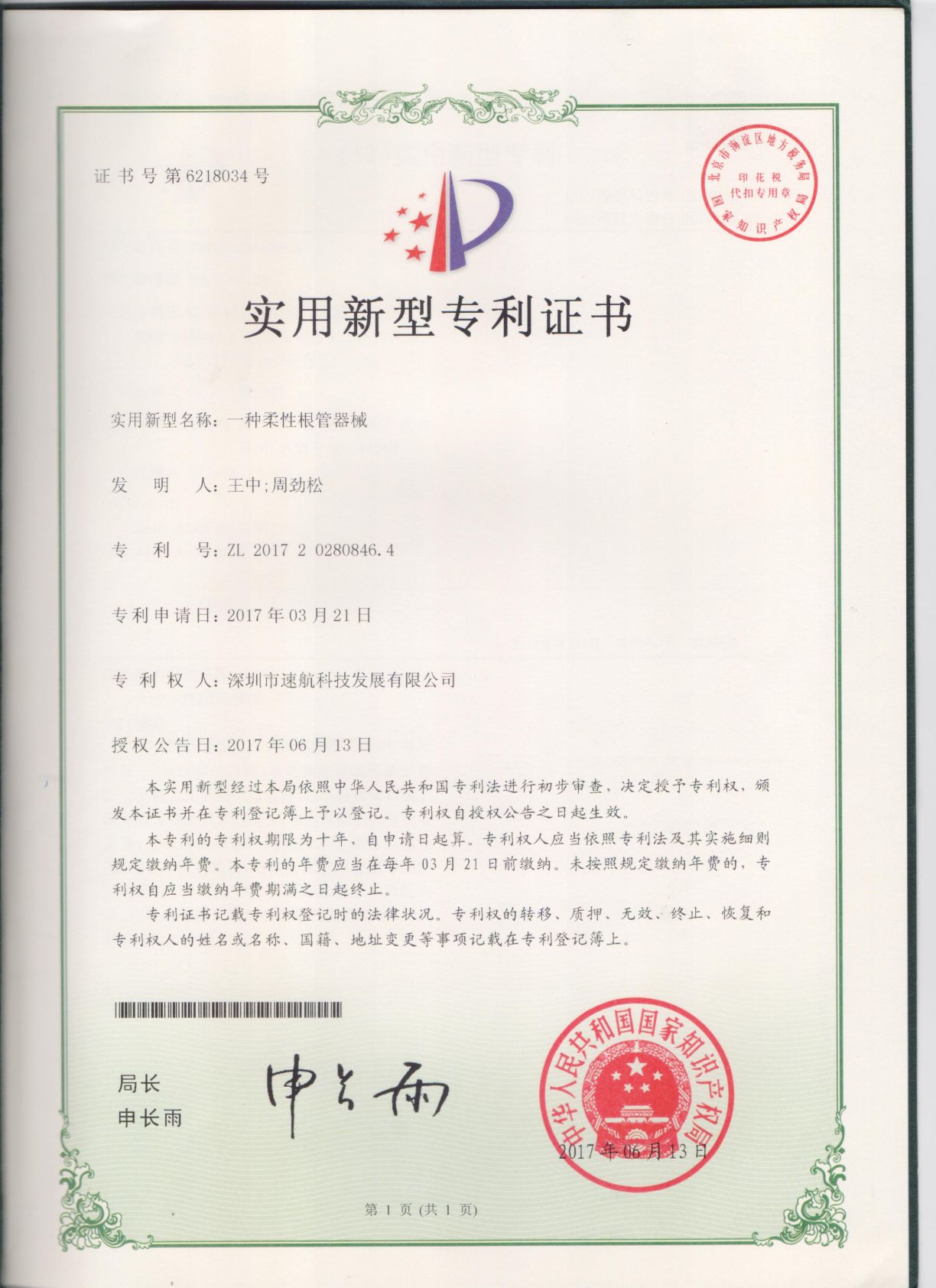 一種柔性根管器械-實用新型專利